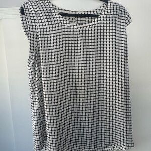 Pleione Black and White Patterned Blouse, XL